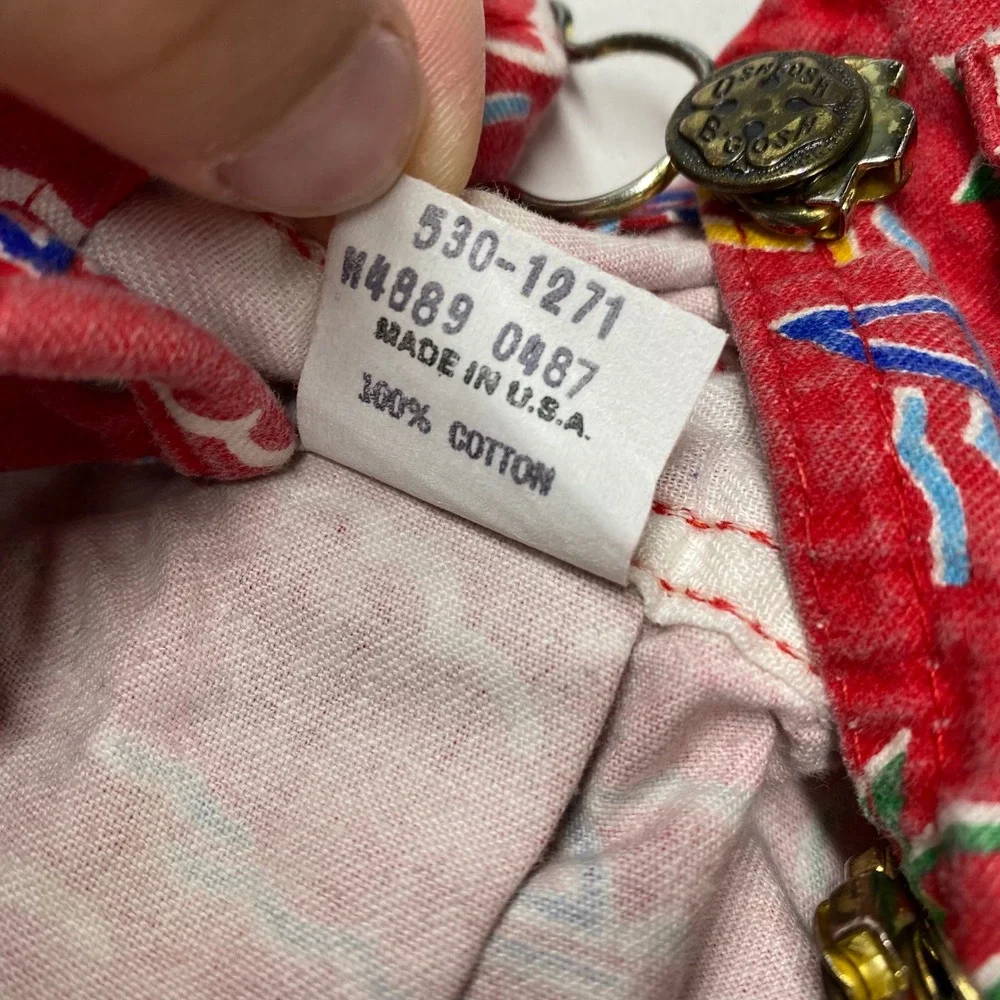 Vintage OshKosh Bgosh Red Nautical Sailboat Tropical Shortalls 12M Made in USA